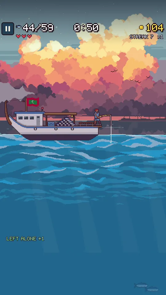 A school of fish at sunset